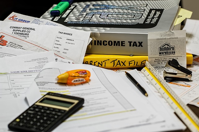 Tax forms on a desk